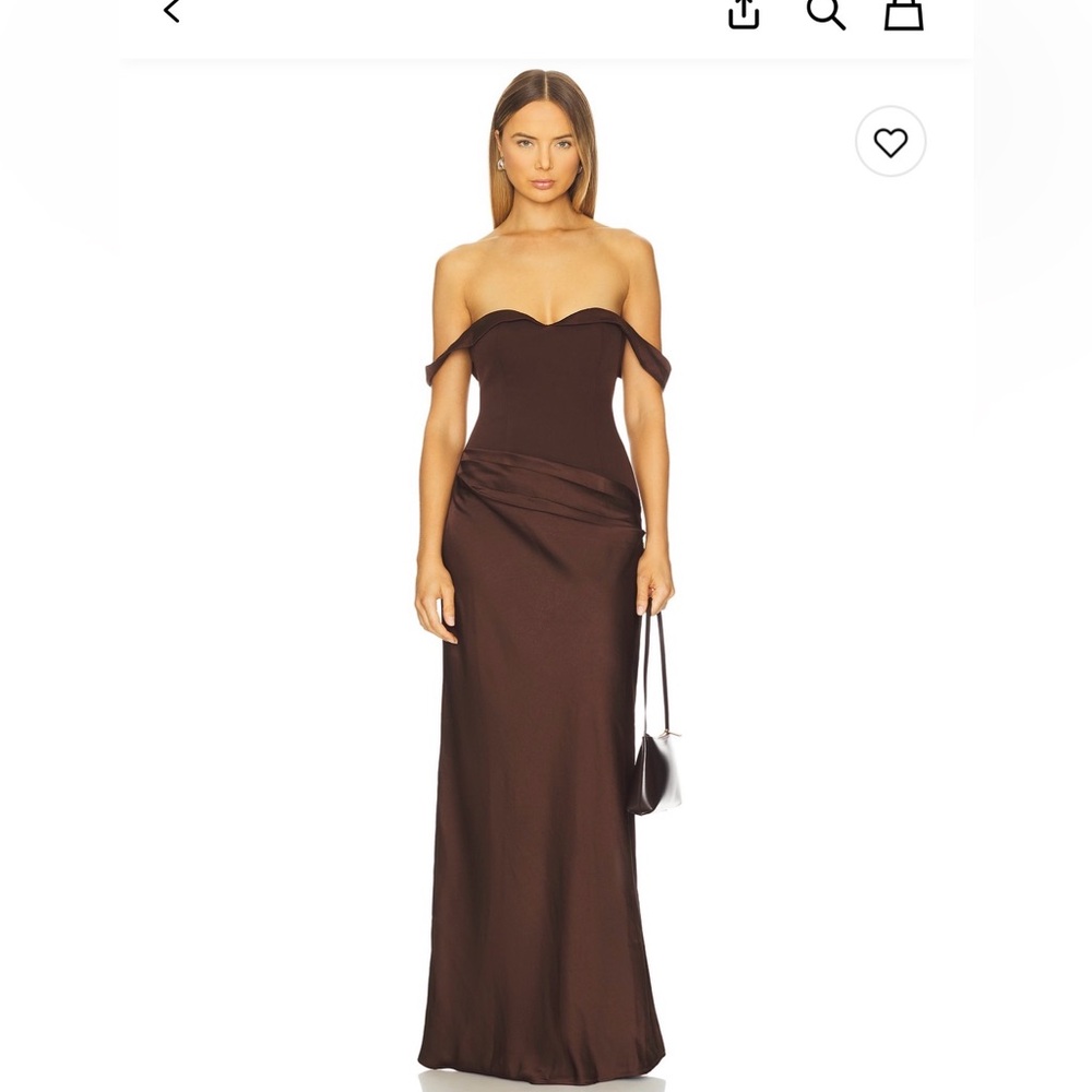 Runaway the label ebony off the shoulder maxi dress in chocolate